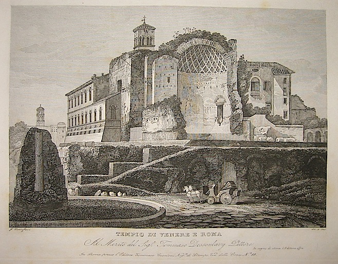 Cottafavi Gaetano (attivo nella prima metà  del XIX Secolo) Tempio di Venere e Roma 1843 Roma 